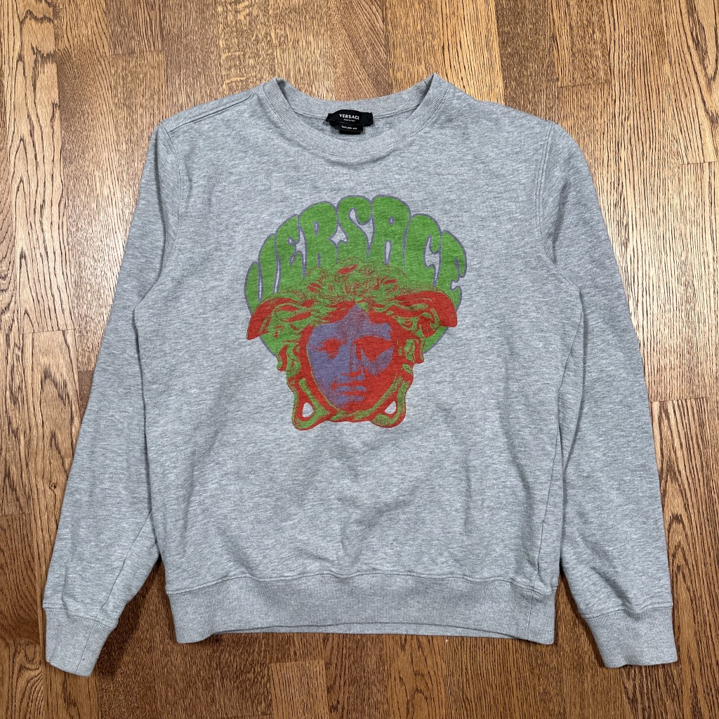 Versace Taylor Fit Medusa Head Retro 70s Terry Fleece Sweatshirt Womens Small